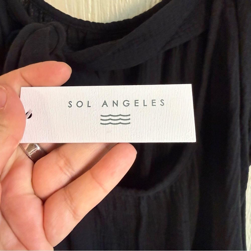 Sol Angeles Black Midi Slip Dress with Spaghetti Straps - Picture 8 of 9